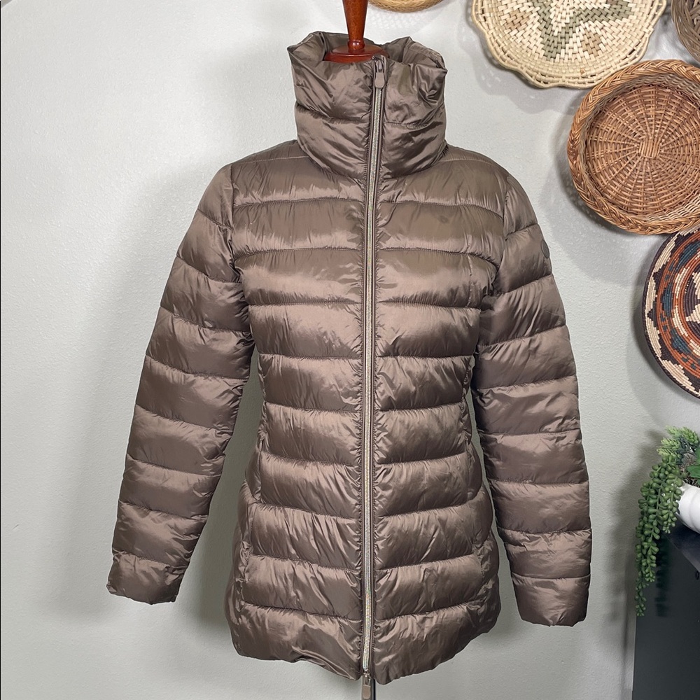 Save The Duck Ultra Light Jacket Womens Puffer Coat Parka Quilted Brown Size 1/S